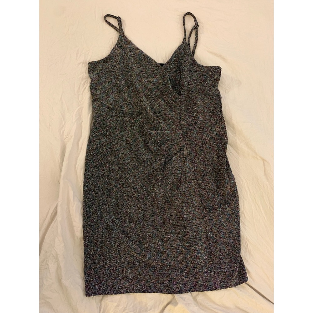 Express rainbow metallic dress